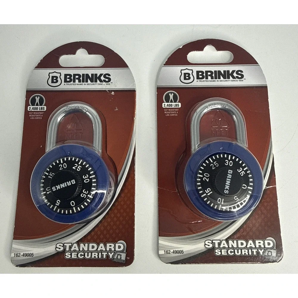 BRINKS 50 Combination Lock Padlock 7/8 inch Standard Security • Blue 2 Pack